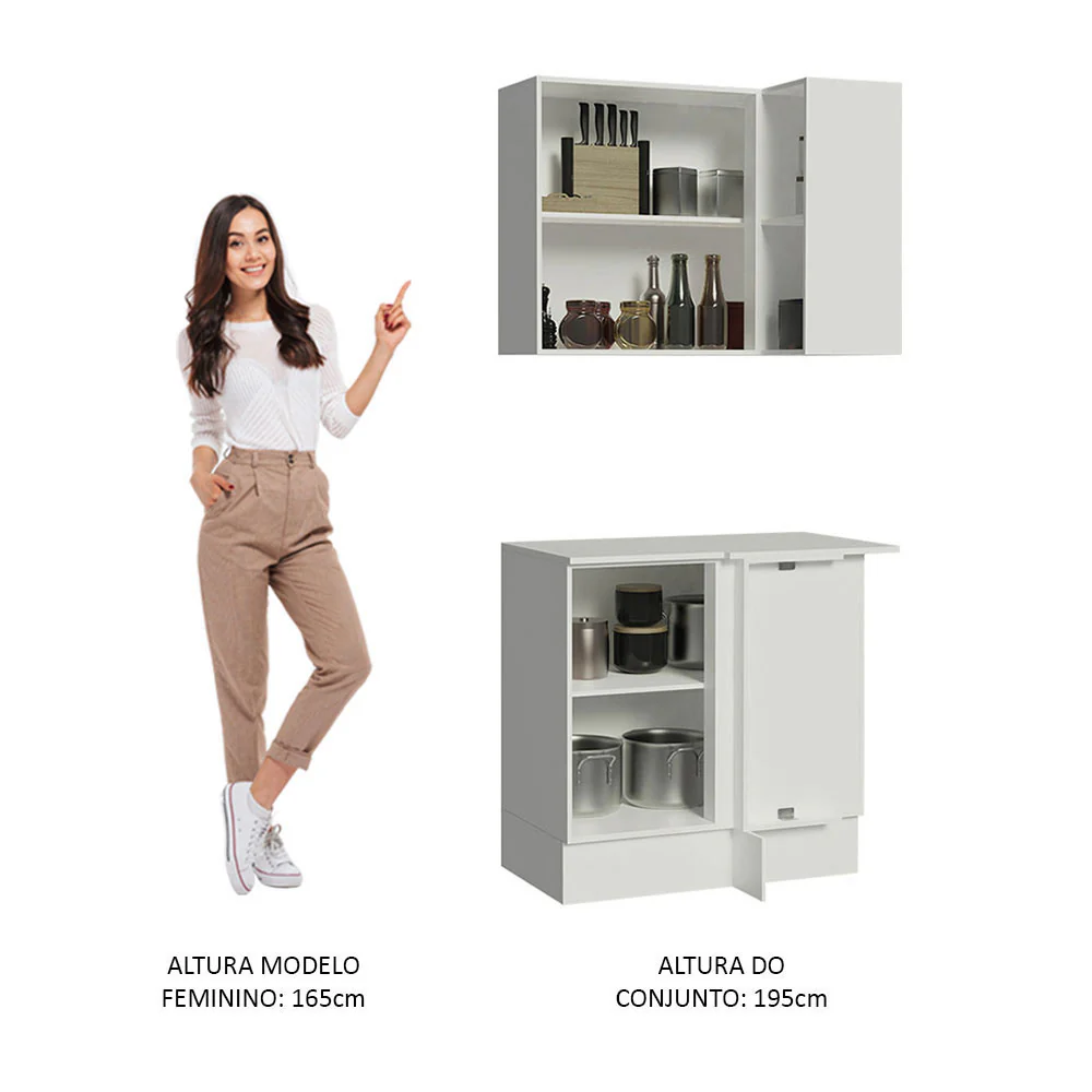 Kit Canto 100% MDF 2 Portas e Nicho Branco Smart Madesa - Image 7