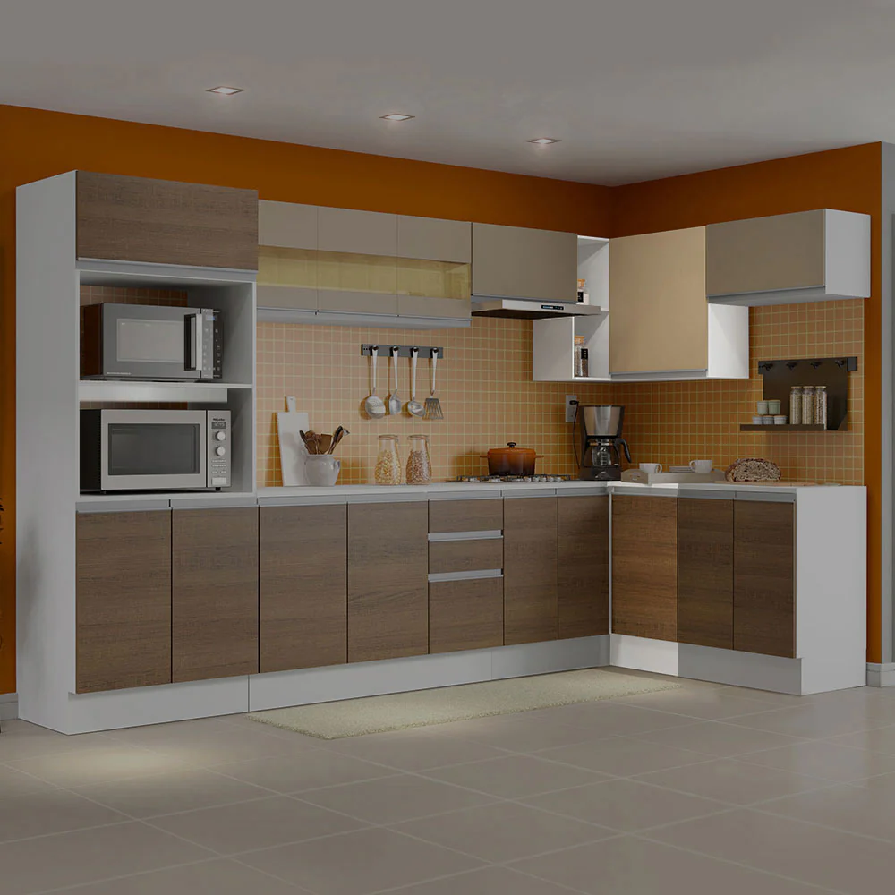 Kit Canto Reto Madesa Smart 2 Portas e Nicho com tampo Rustic/Crema/Branco - Image 2