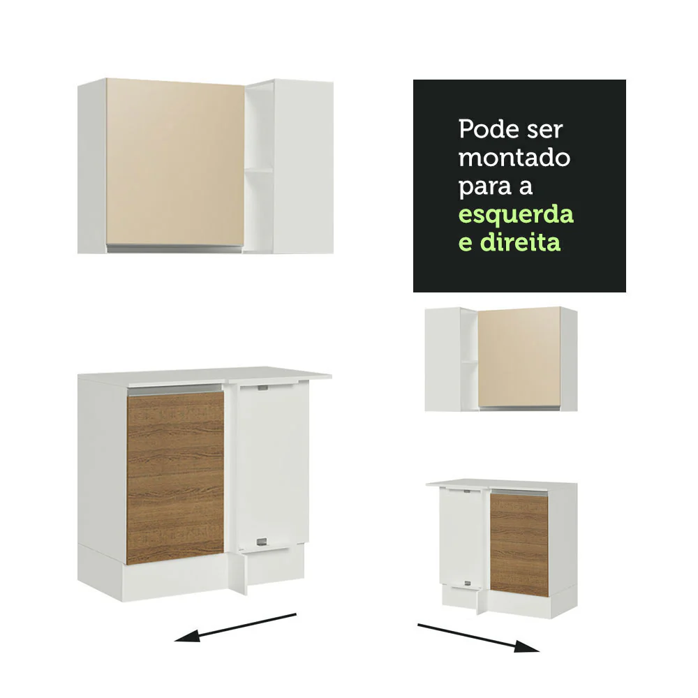 Kit Canto Reto Madesa Smart 2 Portas e Nicho com tampo Rustic/Crema/Branco - Image 6