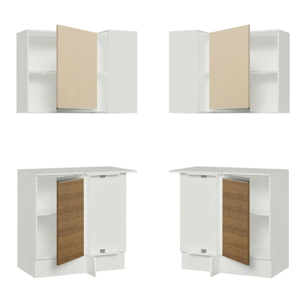 Kit Canto Reto Madesa Smart 2 Portas e Nicho com tampo Rustic/Crema/Branco - Image 8