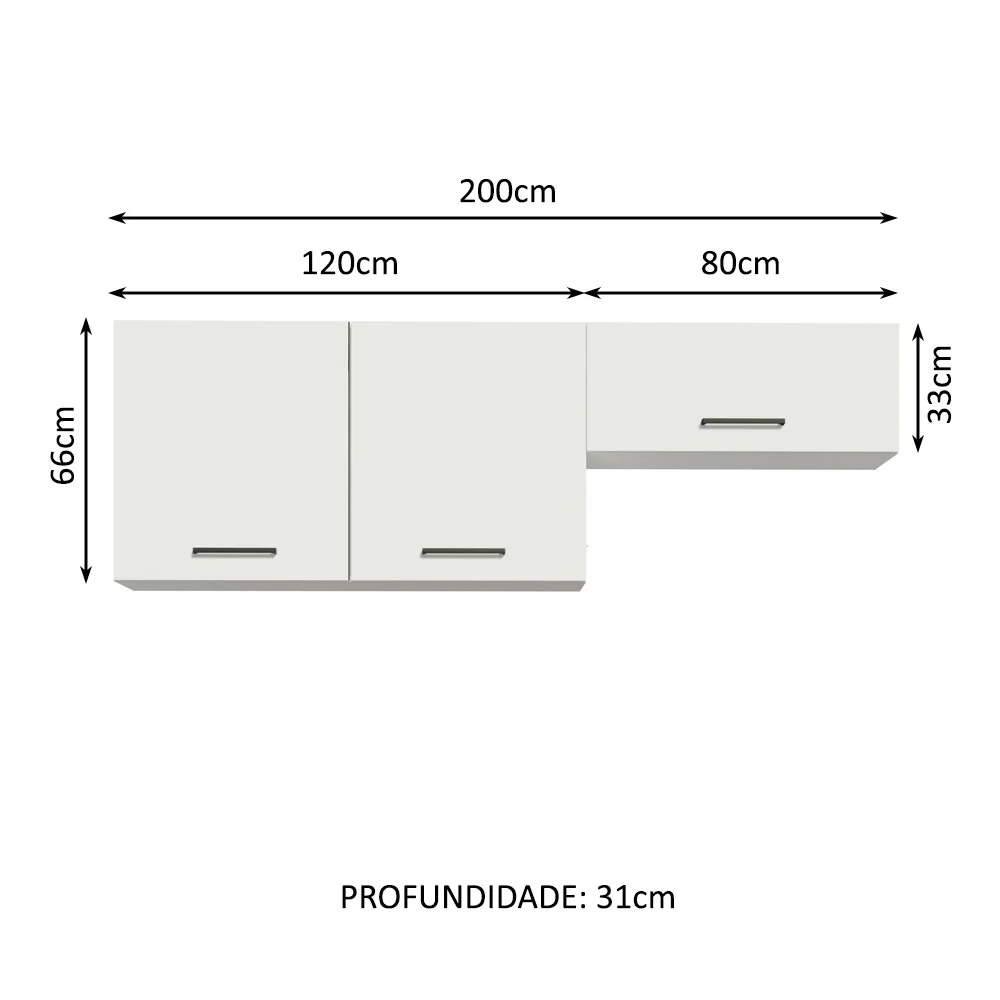 Kit com 2 Armários Aéreos Multiuso 3 Portas Branco Agata Madesa - Image 3