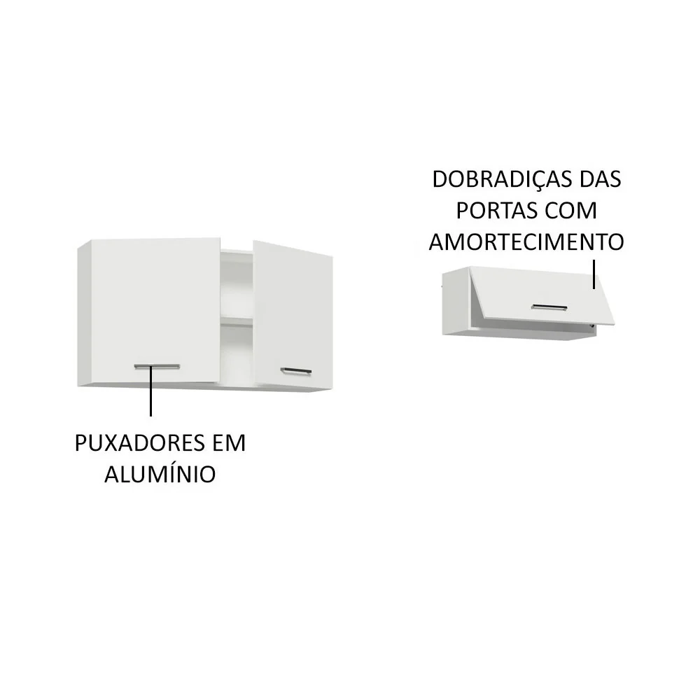 Kit com 2 Armários Aéreos Multiuso 3 Portas Branco Agata Madesa - Image 4