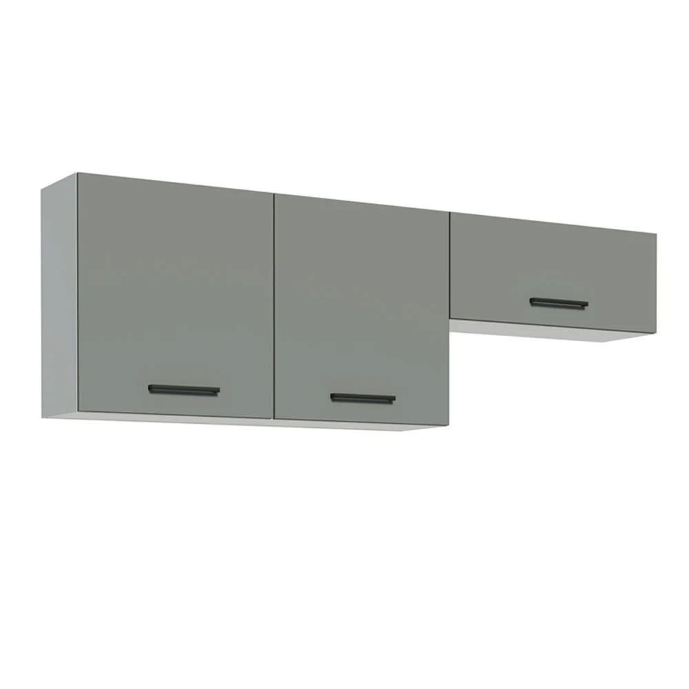 Kit com 2 Armários Aéreos Multiuso 3 Portas Branco/Cinza Agata Madesa - Image 6