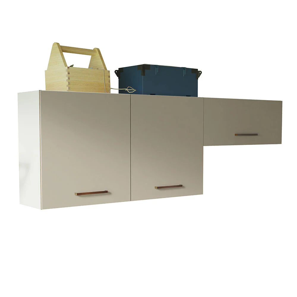Kit com 2 Armários Aéreos Multiuso 3 Portas Branco/Crema Agata Madesa - Image 2