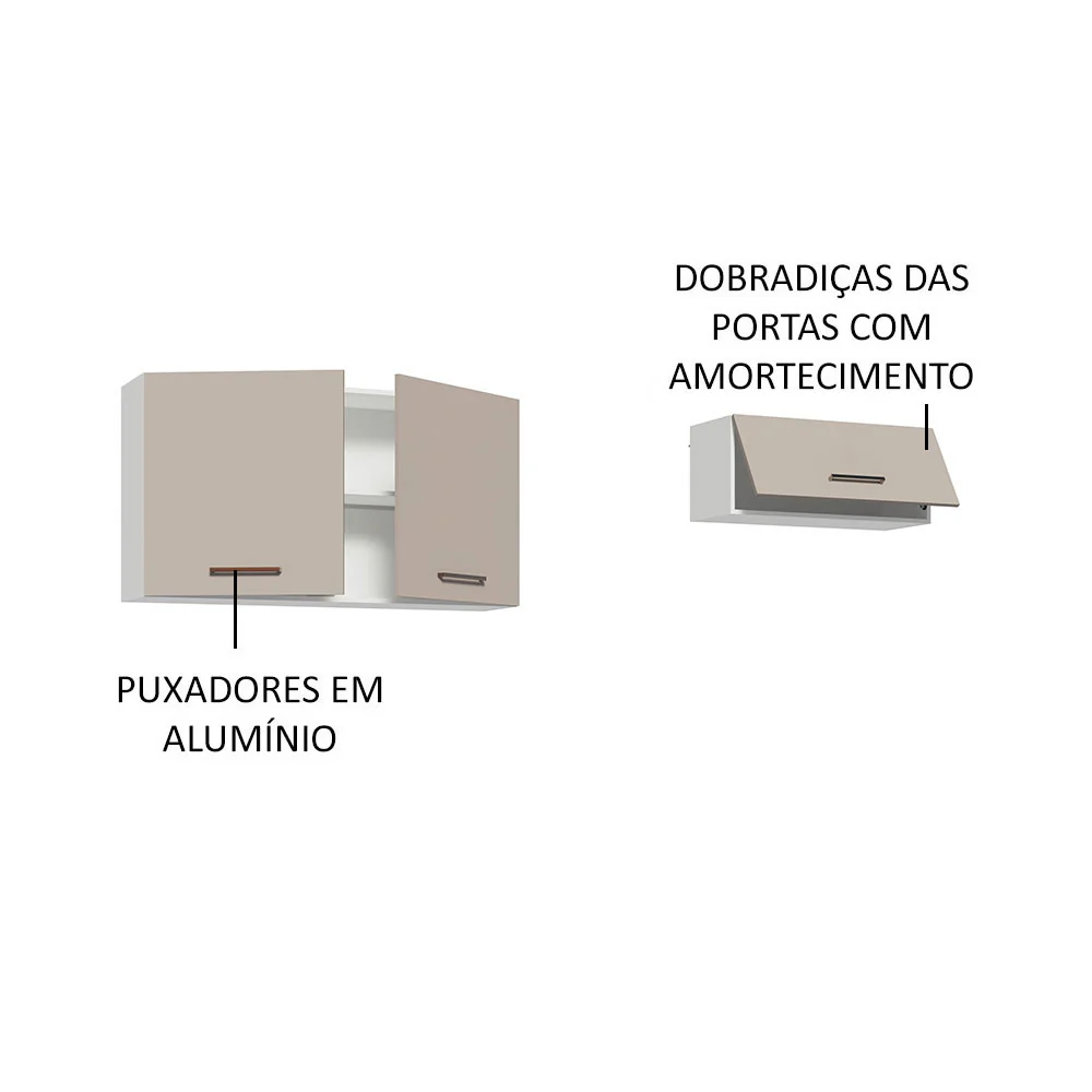 Kit com 2 Armários Aéreos Multiuso 3 Portas Branco/Crema Agata Madesa - Image 4