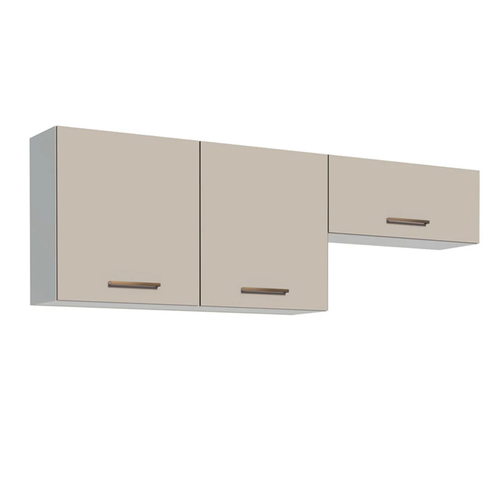 Kit com 2 Armários Aéreos Multiuso 3 Portas Branco/Crema Agata Madesa - Image 6
