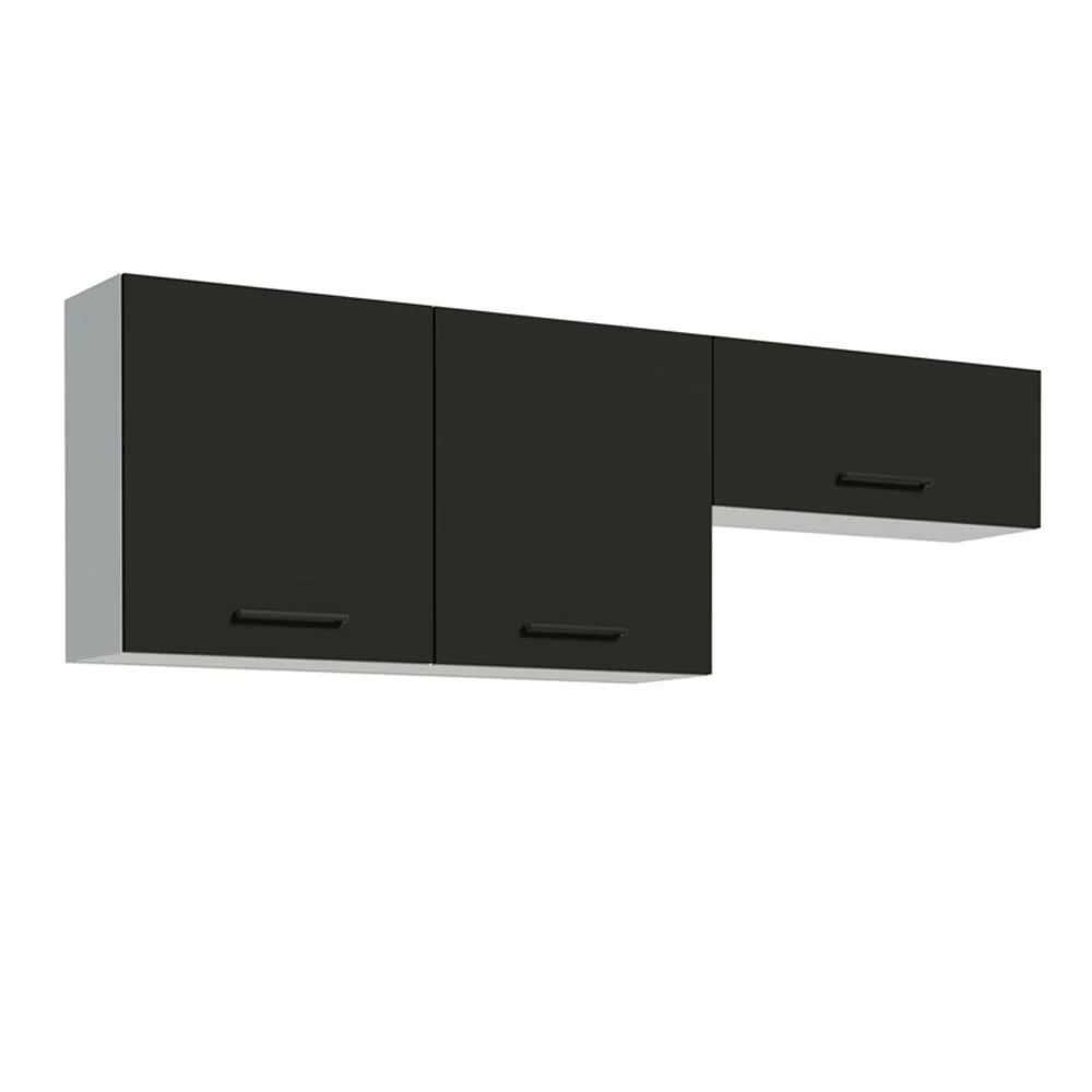 Kit com 2 Armários Aéreos Multiuso 3 Portas Branco/Preto Agata Madesa - Image 6