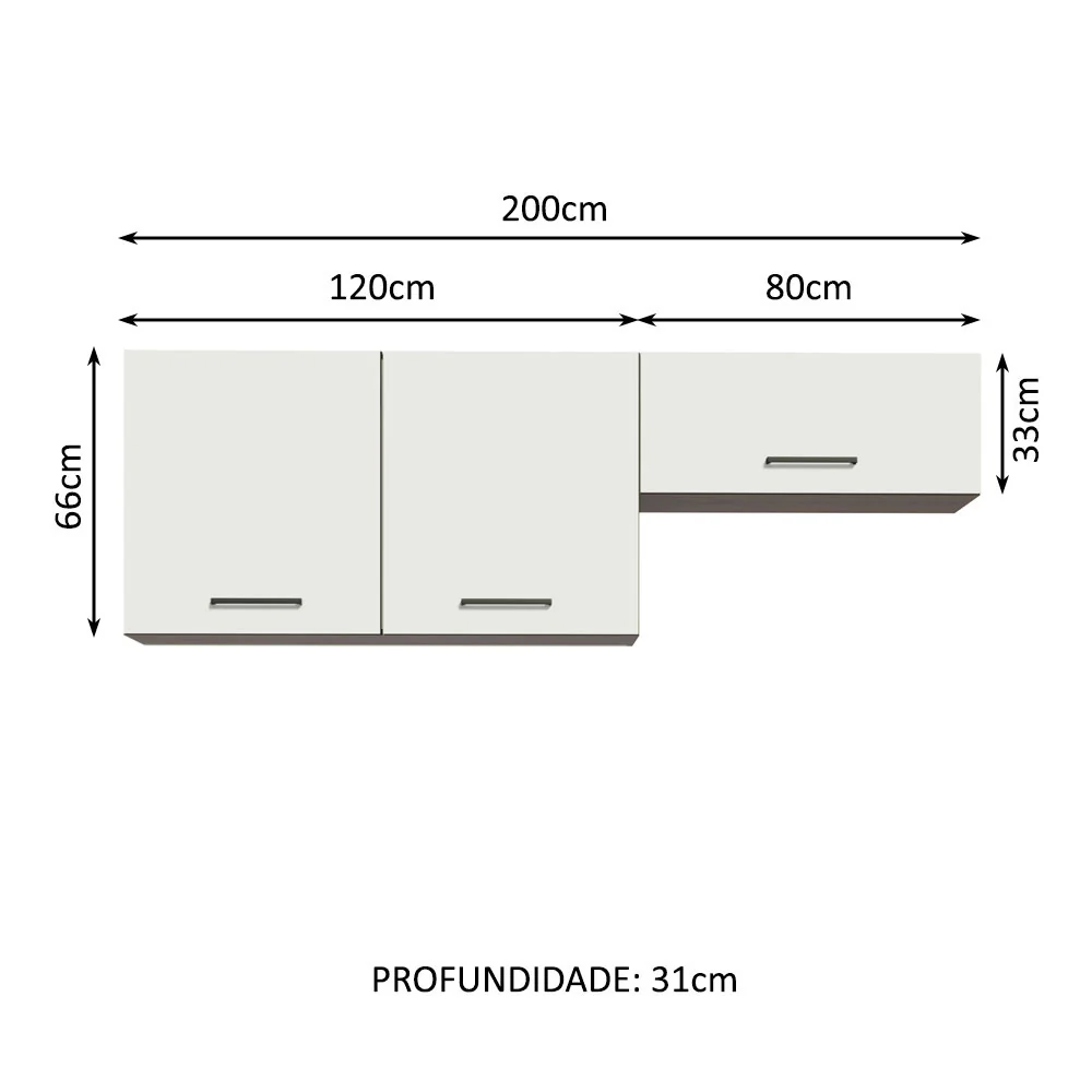 Kit com 2 Armários Aéreos Multiuso 3 Portas Rustic/Branco Agata Madesa - Image 3
