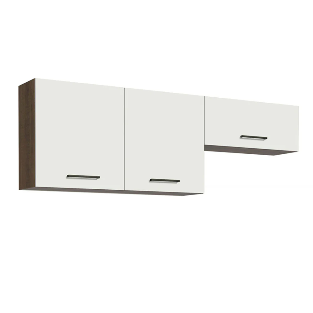 Kit com 2 Armários Aéreos Multiuso 3 Portas Rustic/Branco Agata Madesa - Image 6