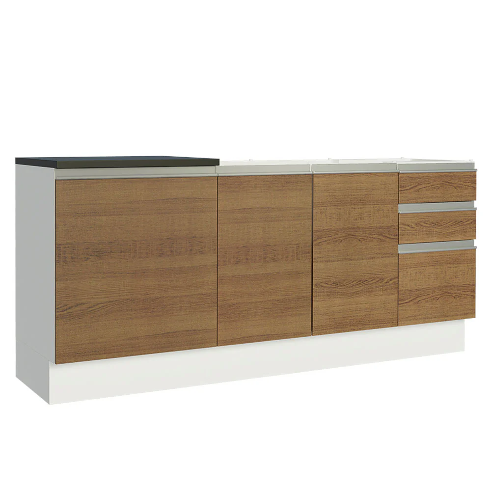 Kit com 2 Balcões de Cozinha Madesa Acordes 100% MDF (Sem Tampo e Pia) Branco/Rustic - Image 2