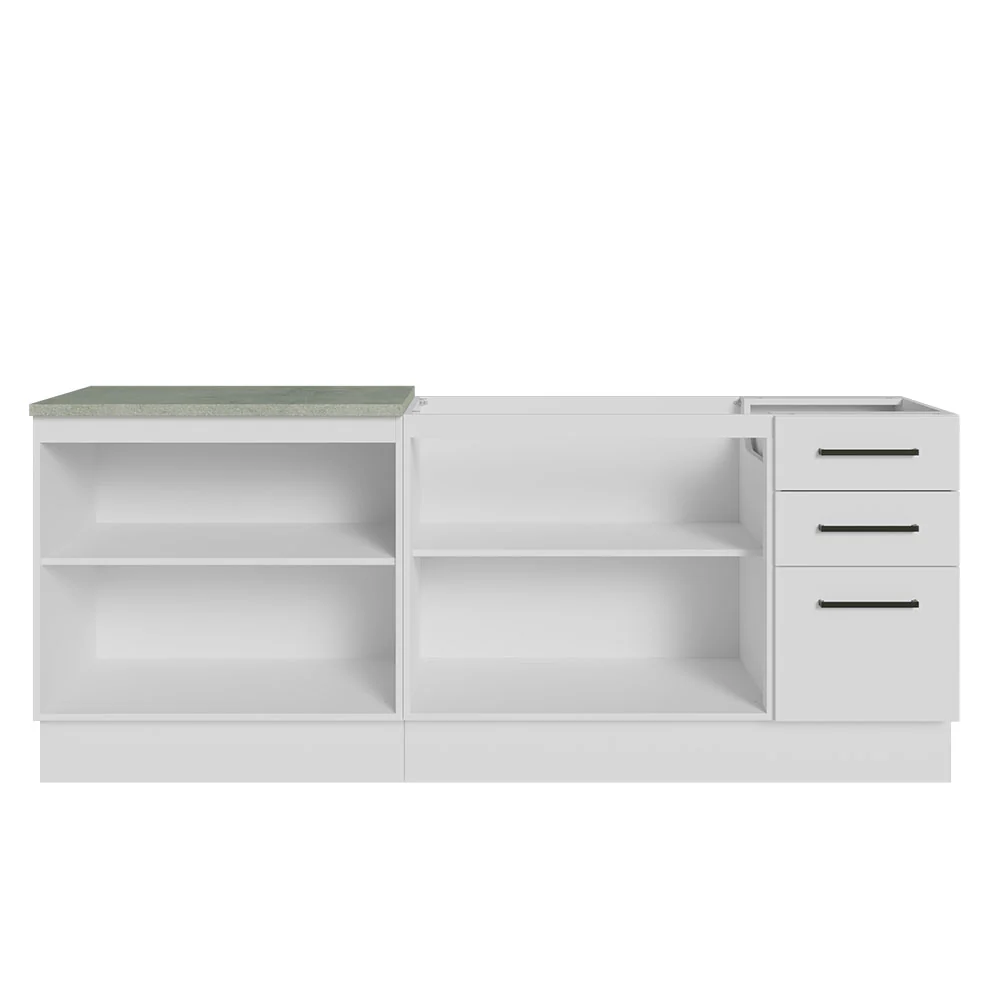 Kit com 2 Balcões de Cozinha Madesa Agata 3 Gavetas 4 Portas (Sem Tampo e Pia) Branco - Image 11