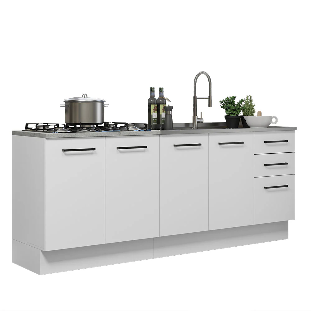Kit com 2 Balcões de Cozinha Madesa Agata 3 Gavetas 4 Portas (Sem Tampo e Pia) Branco - Image 2
