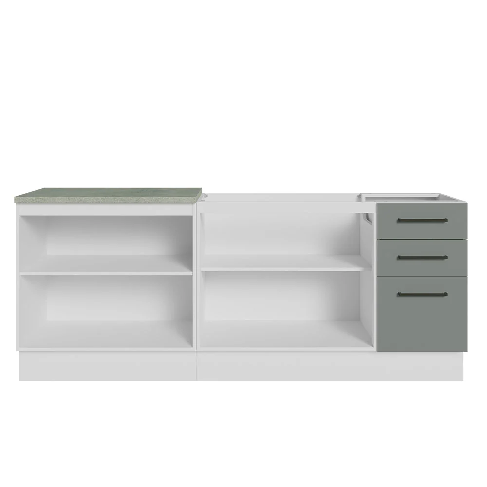 Kit com 2 Balcões de Cozinha Madesa Agata 3 Gavetas 4 Portas (Sem Tampo e Pia) Branco/Cinza - Image 12