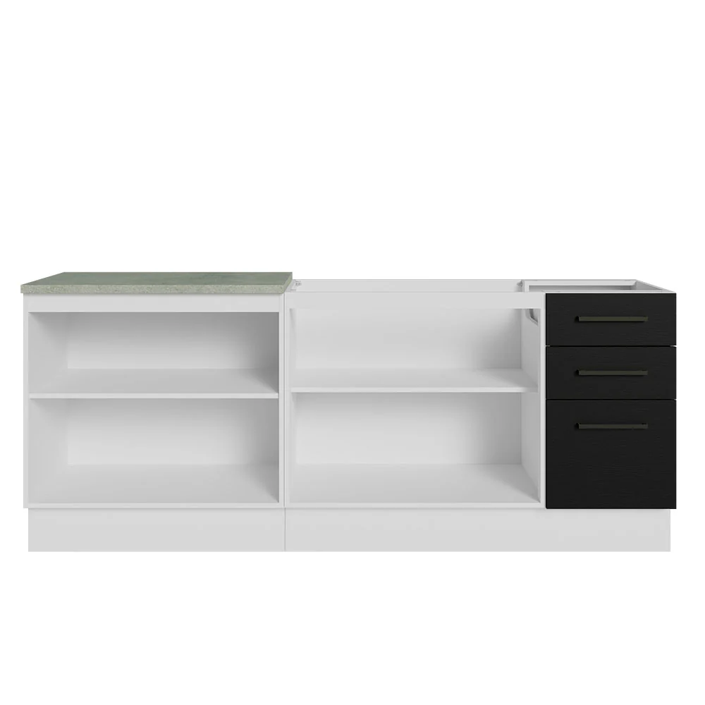 Kit com 2 Balcões de Cozinha Madesa Agata 3 Gavetas 4 Portas (Sem Tampo e Pia) Branco/Preto - Image 12