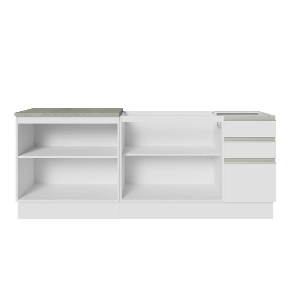 Kit com 2 Balcões de Cozinha Madesa Glamy 4 Portas 3 Gavetas (Sem Tampo e Pia) Branco Branco - Image 11