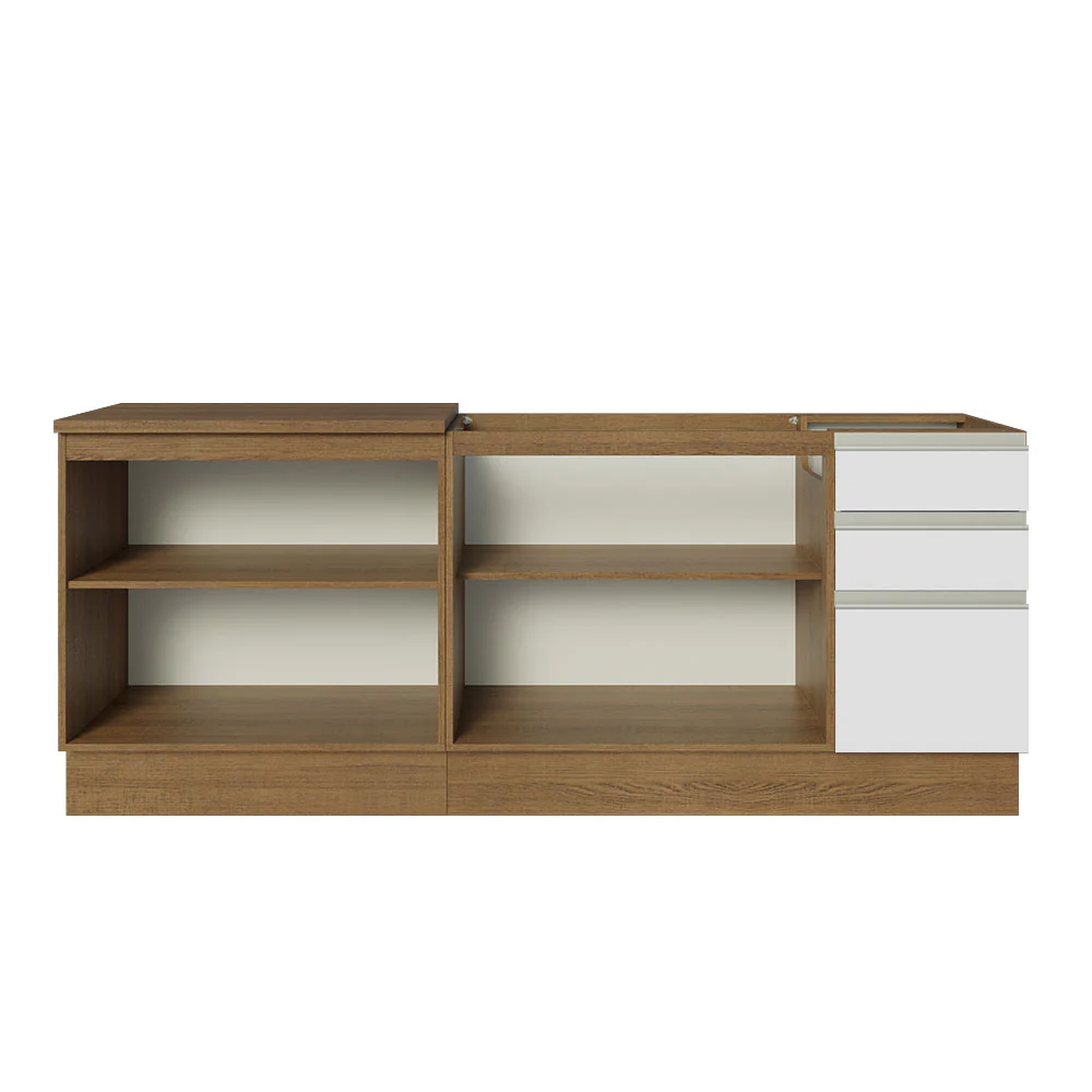 Kit com 2 Balcões de Cozinha Madesa Glamy 4 Portas 3 Gavetas (Sem Tampo e Pia) Rustic/Branco Rustic/Branco - Image 12