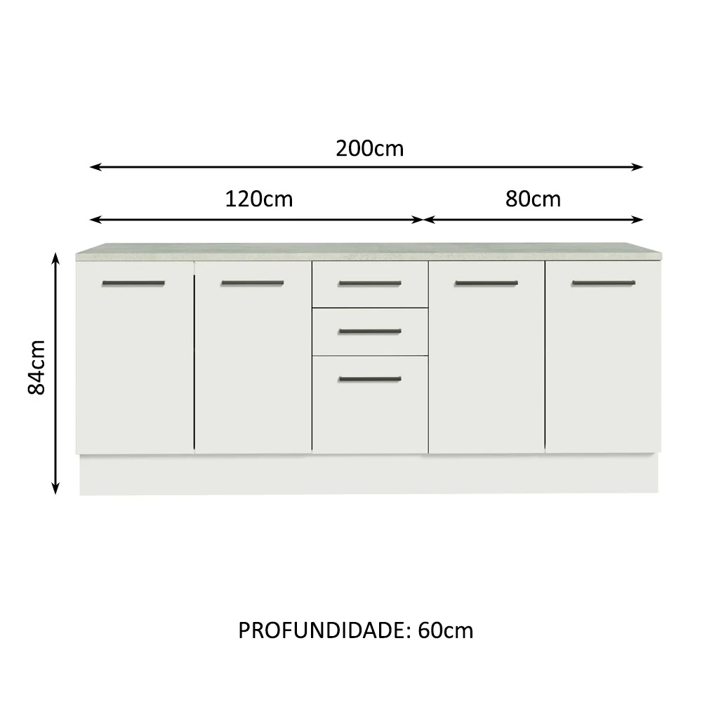 Kit com 2 Balcões Multiuso 4 Portas 3 Gavetas Branco Agata Madesa - Image 3