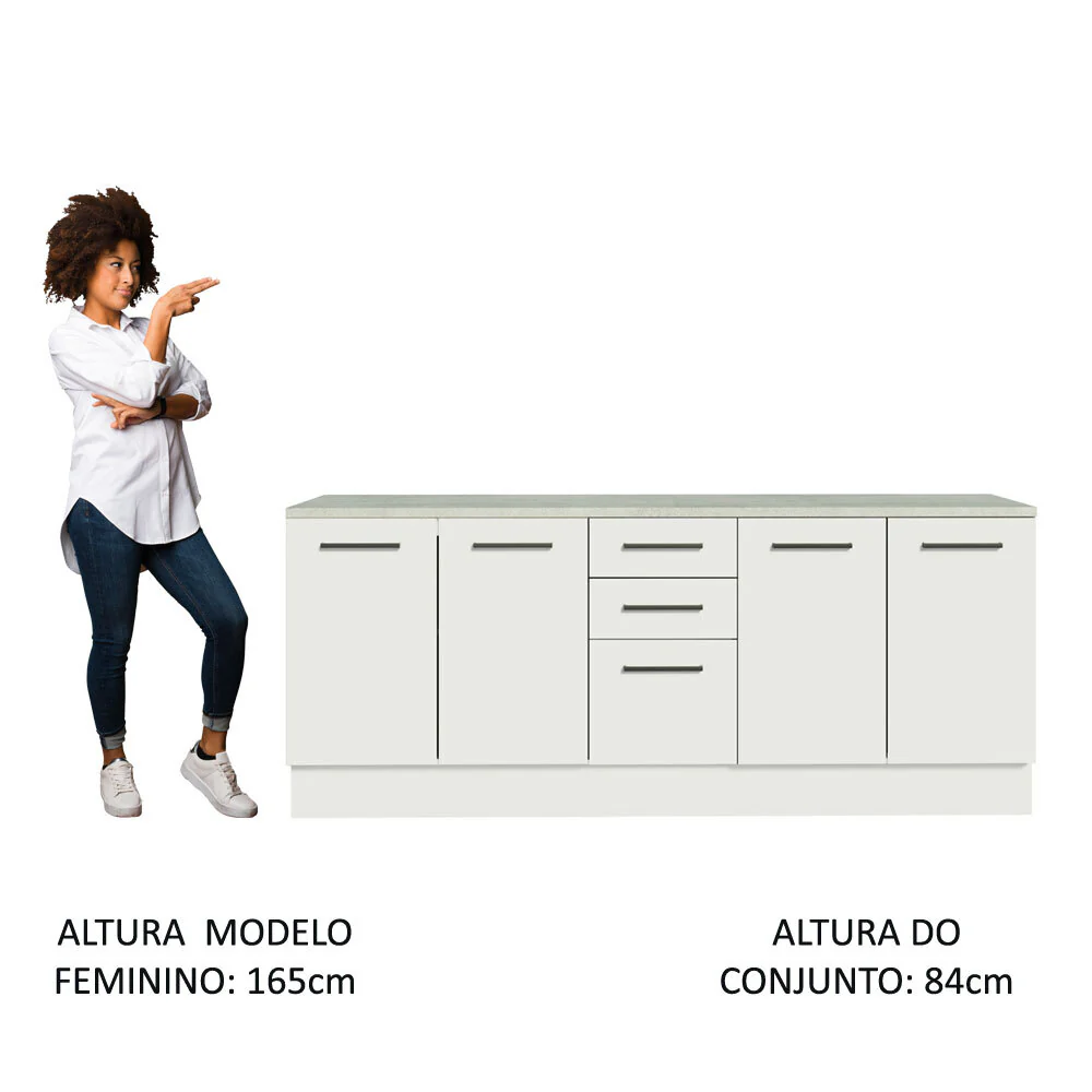Kit com 2 Balcões Multiuso 4 Portas 3 Gavetas Branco Agata Madesa - Image 5