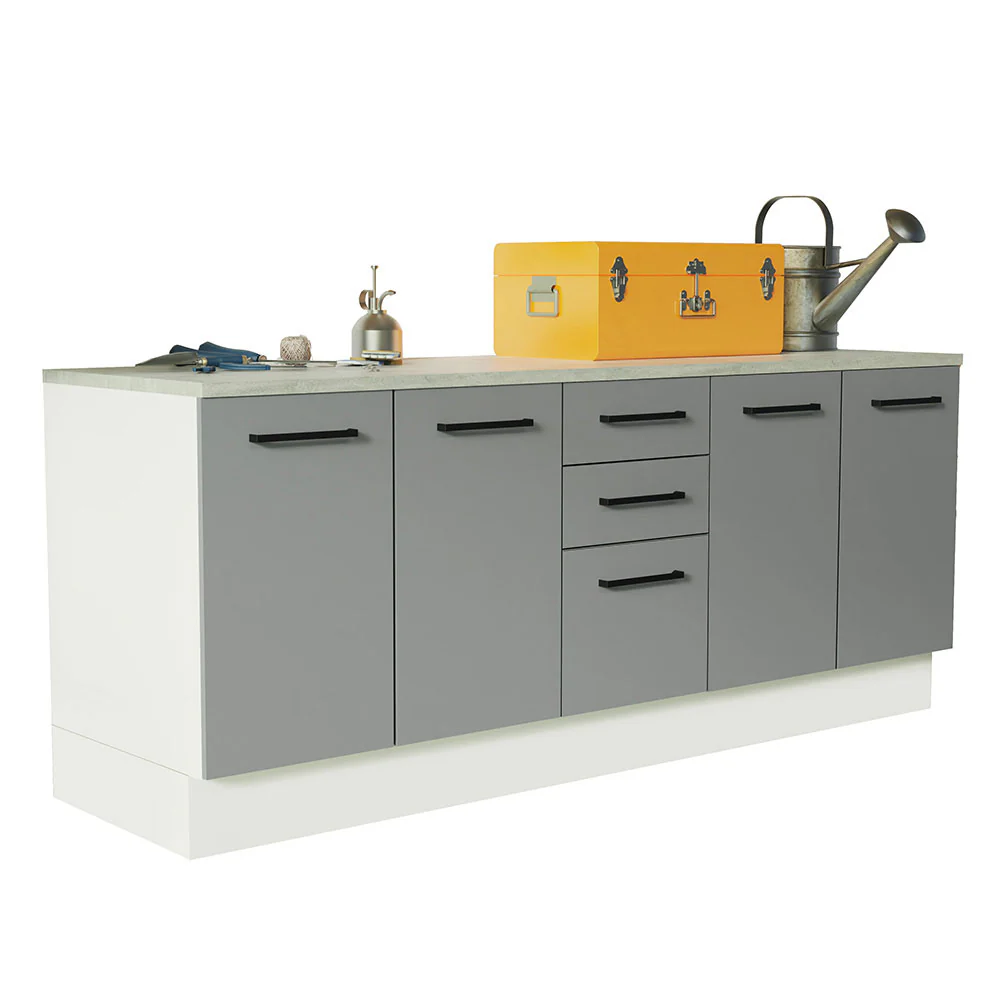 Kit com 2 Balcões Multiuso 4 Portas 3 Gavetas Branco/Cinza Agata Madesa - Image 2