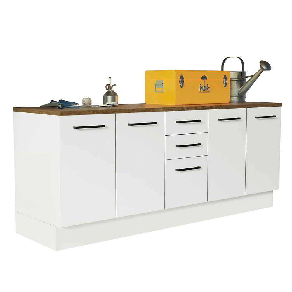 Kit com 2 Balcões Multiuso 4 Portas 3 Gavetas Branco/Rustic Agata Madesa - Image 2