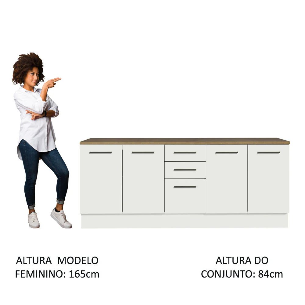Kit com 2 Balcões Multiuso 4 Portas 3 Gavetas Branco/Rustic Agata Madesa - Image 5