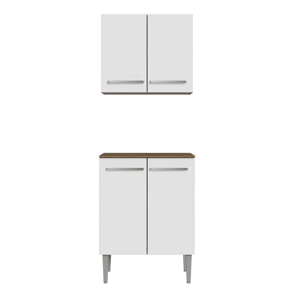 Kit com Armário Aéreo e Balcão 64cm Rustic/Branco Emilly Madesa - Image 6
