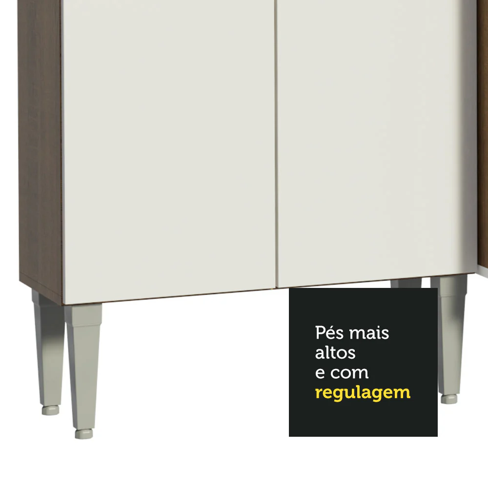 Kit com Armário Aéreo e Balcão 64cm Rustic/Branco Emilly Madesa - Image 8