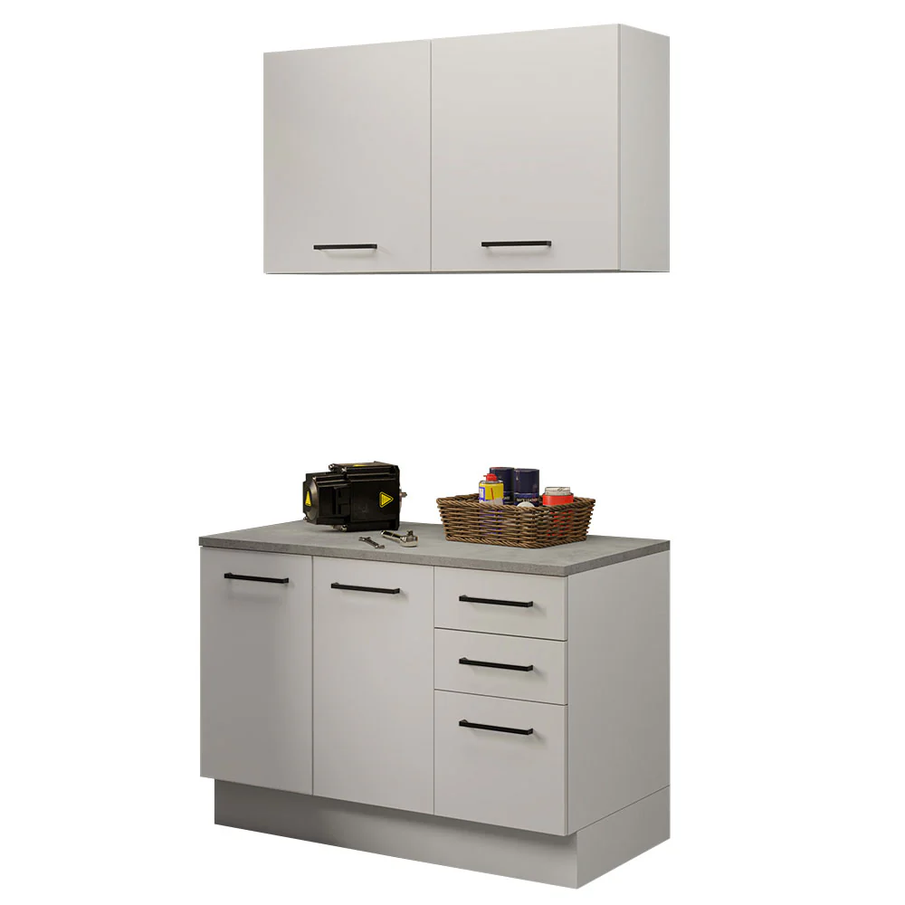 Kit com Balcão e Armário Aéreo Multiuso 120cm Branco Agata Madesa - Image 2