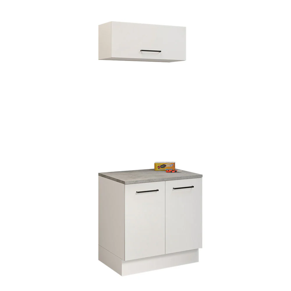 Kit com Balcão e Armário Aéreo Multiuso 80cm Branco Agata Madesa - Image 2