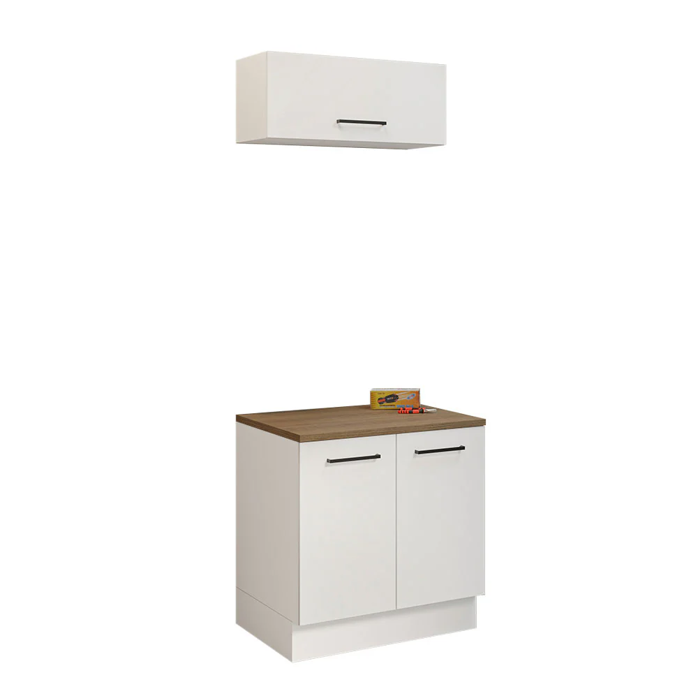 Kit com Balcão e Armário Aéreo Multiuso 80cm Branco/Rustic Agata Madesa - Image 2