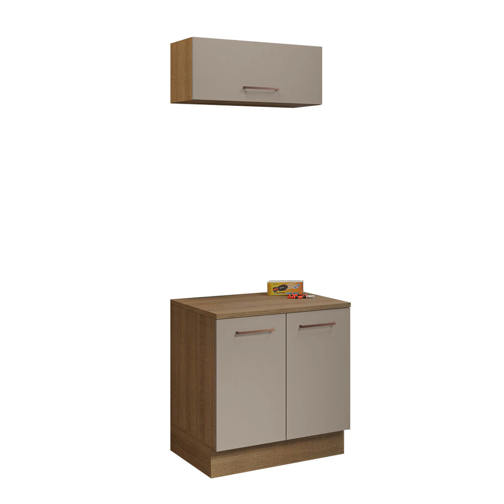 Kit com Balcão e Armário Aéreo Multiuso 80cm Rustic/Crema Agata Madesa - Image 2