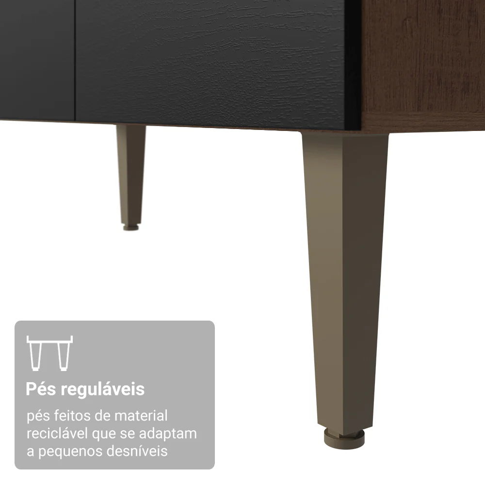 Kit Cozinha Balcão Gabinete 3 Portas 2 Gavetas e Armário Cozinha Despensa 5 Prateleiras Preto/Rustic - Image 8