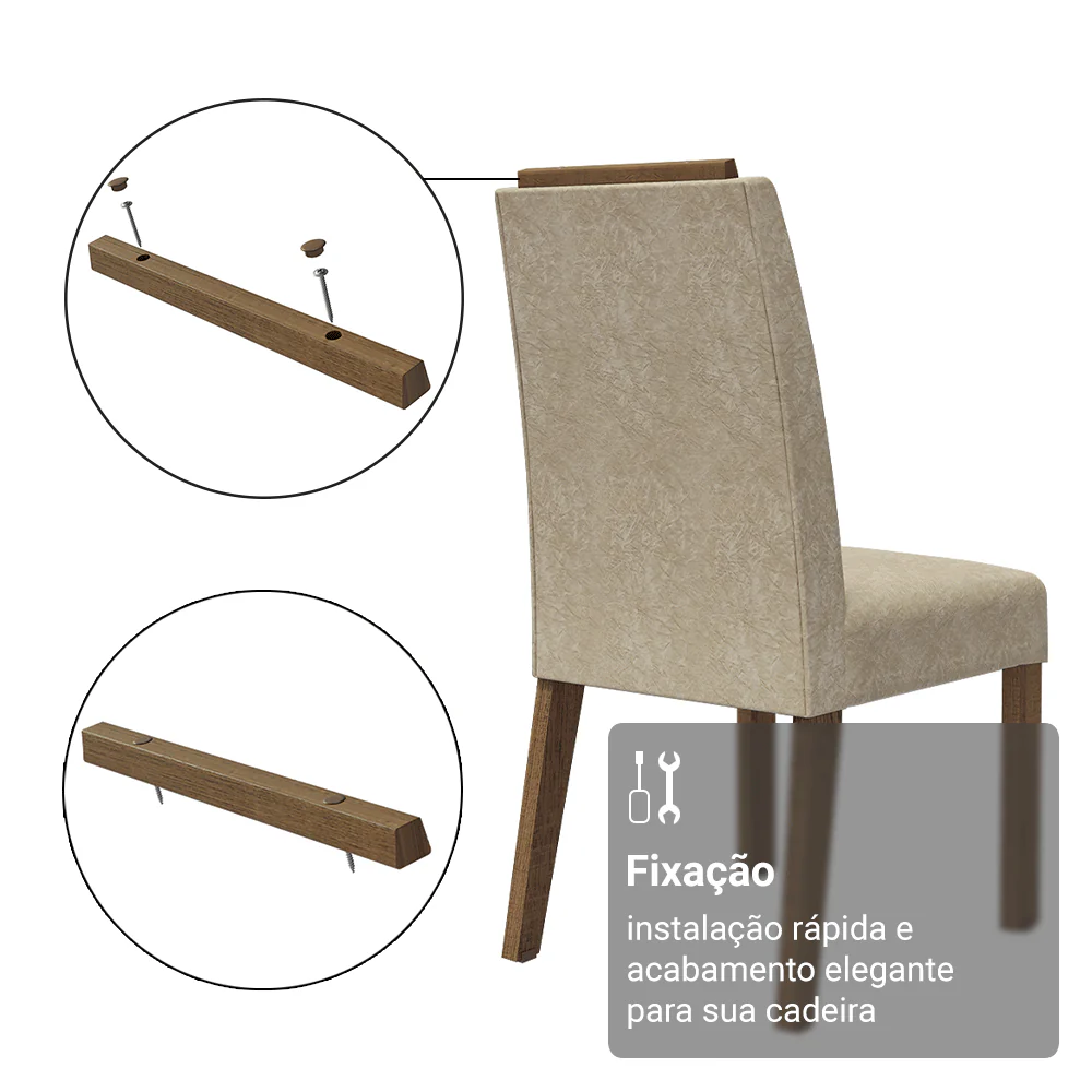 Kit Espaldar para Cadeira Estofada 4 Unidades Rustic Madesa - Image 4