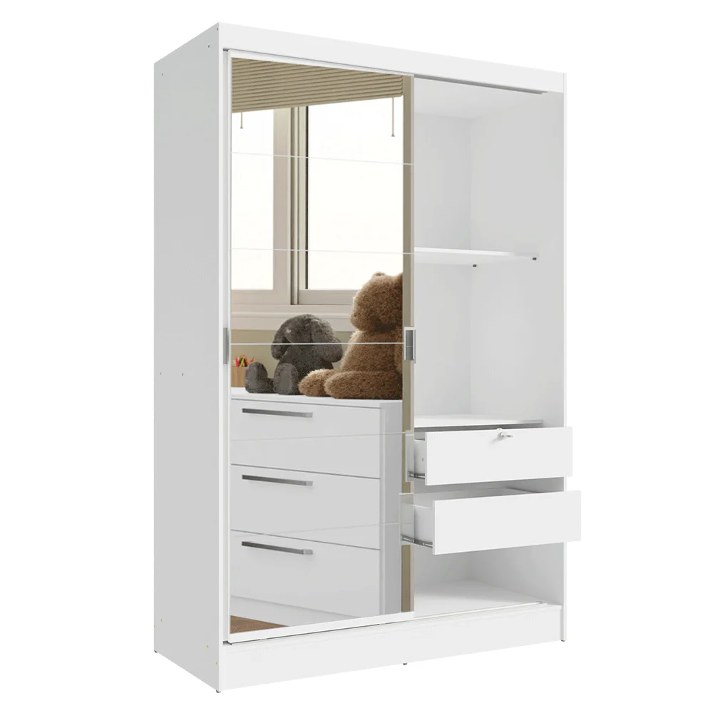 Quarto Infantil Completo Guarda Roupa 2 Portas 2 Gavetas com Espelho e Cômoda Madesa - Image 8