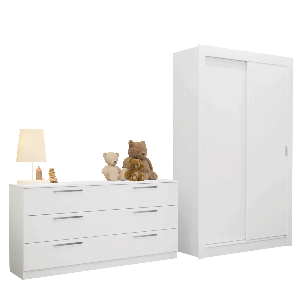 Conjunto Quarto Infantil com Guarda Roupa 2 Portas e Cômoda Madesa - Image 2