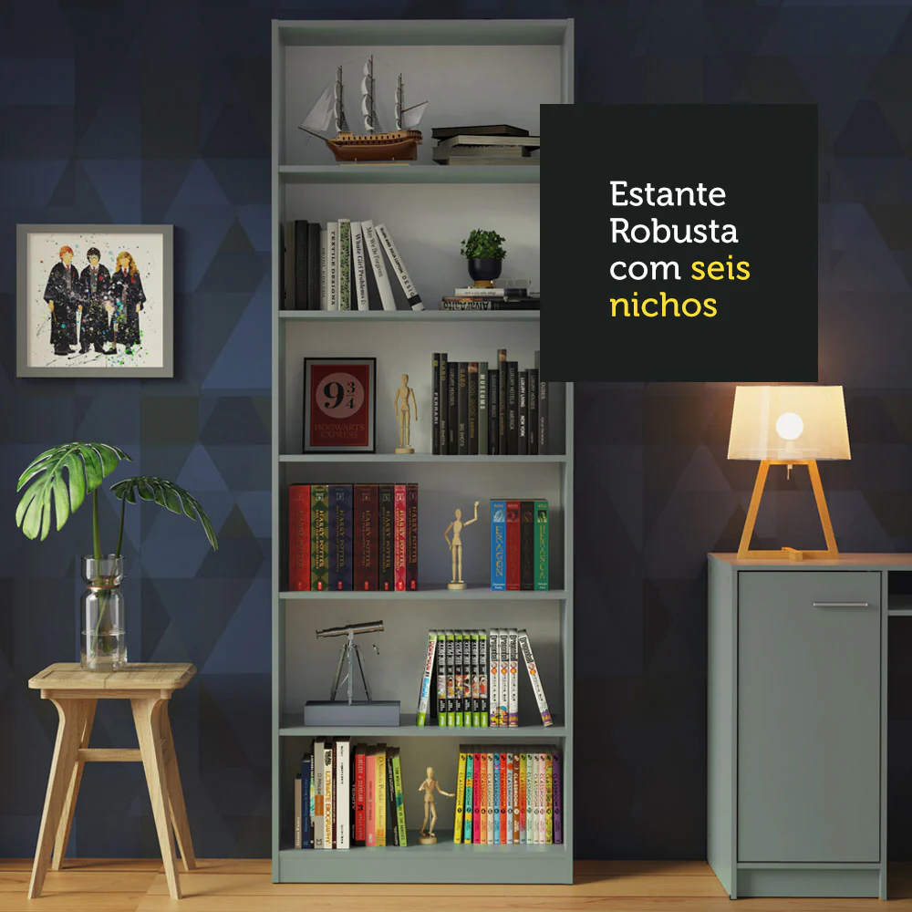 Kit Madesa com 2 Estantes Livreiro 6908 Cinza - Image 6
