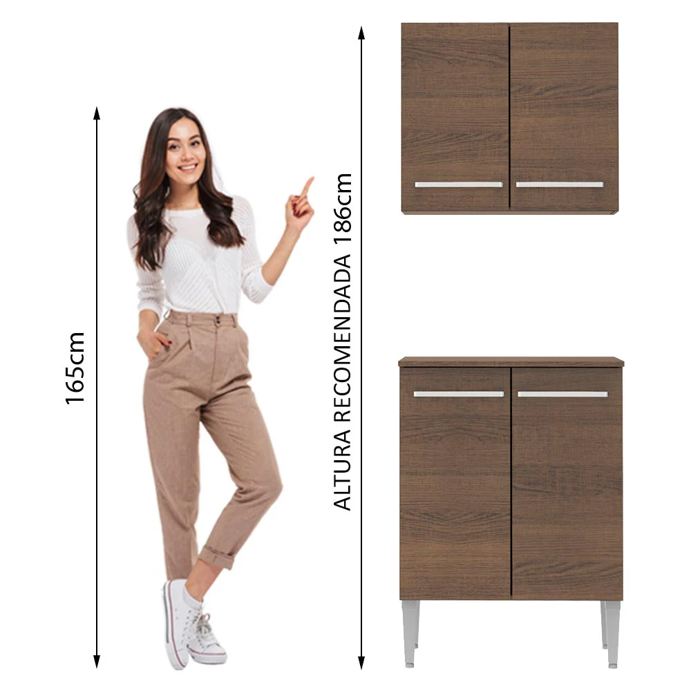 Kit com Armário Aéreo e Balcão 64cm Rustic Emilly Madesa - Image 5