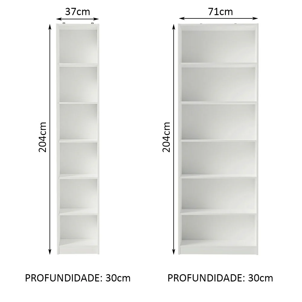 Kit Madesa Estante Livreiro 6908 + Estante Livreiro 6906 Branco - Image 3