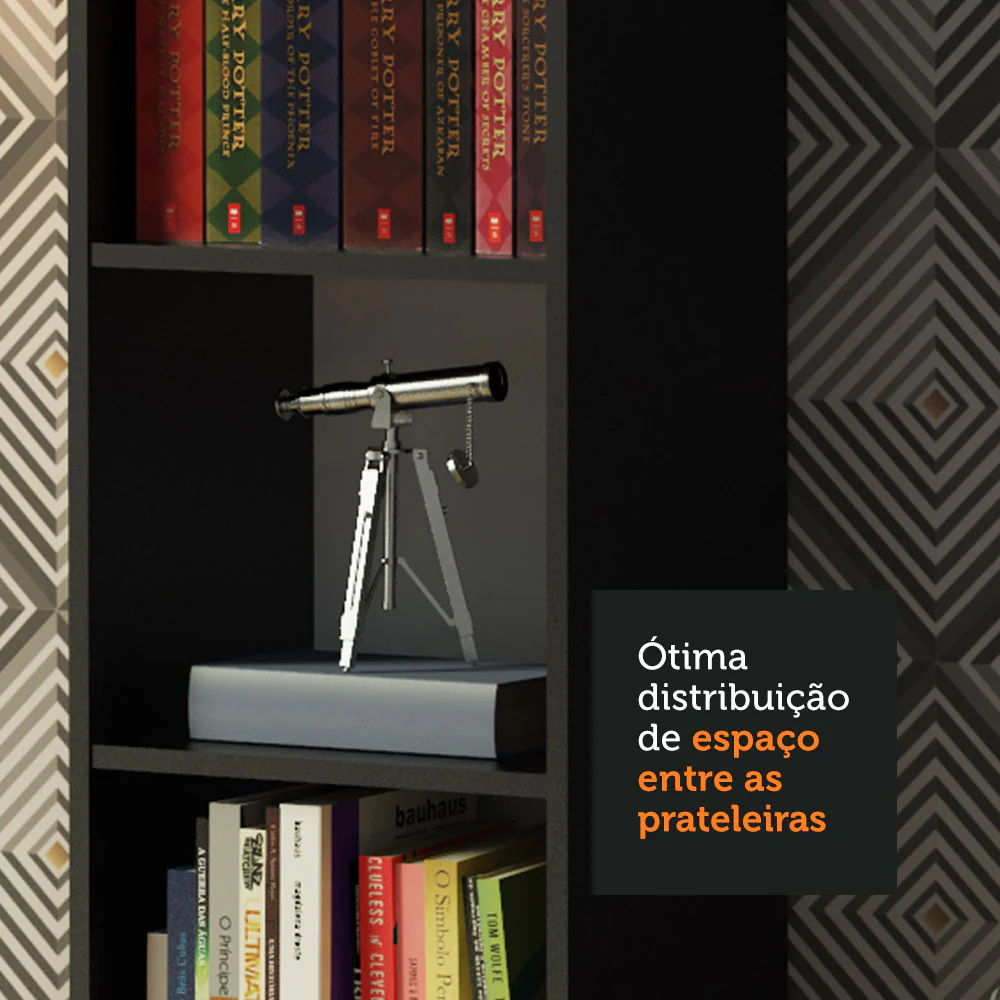 Kit Madesa Estante Livreiro 6908 + Estante Livreiro 6906 Preto - Image 5