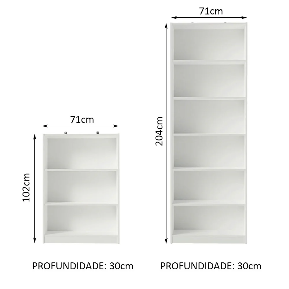 Kit Madesa Estante Livreiro 6908 + Estante Livreiro 6907 Branco - Image 3