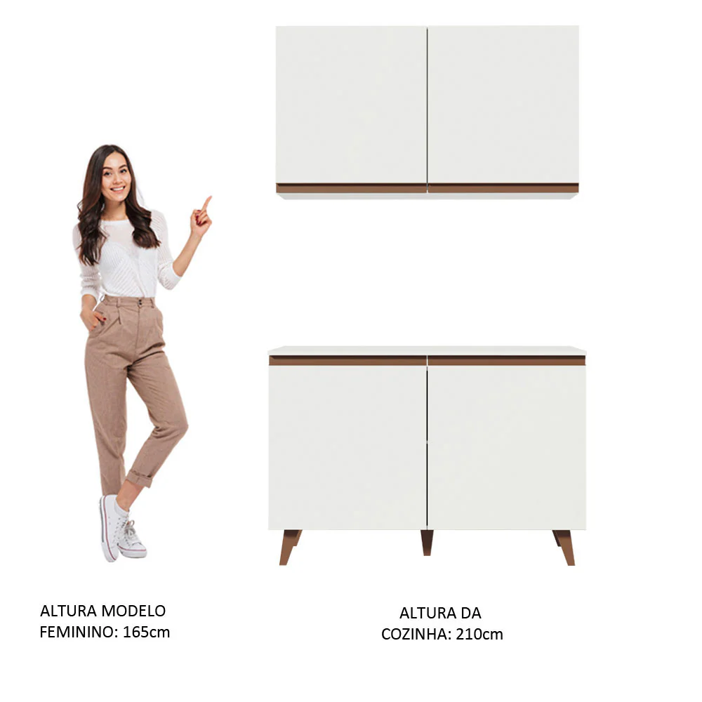 Kit Madesa Reims 120 cm com Armário Aéreo e Balcão Gabinete de Pia Branco - Image 5