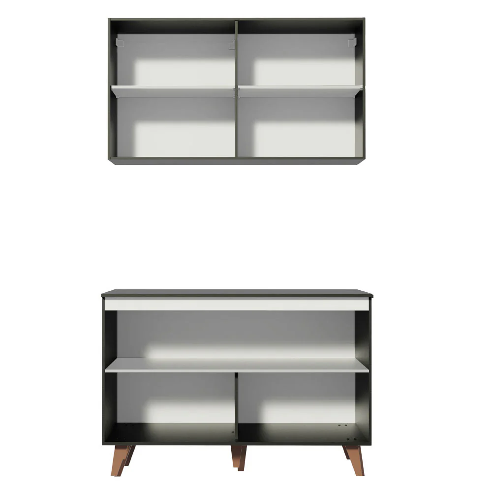 Kit Madesa Reims 120 cm com Armário Aéreo e Balcão Gabinete de Pia Preto - Image 11
