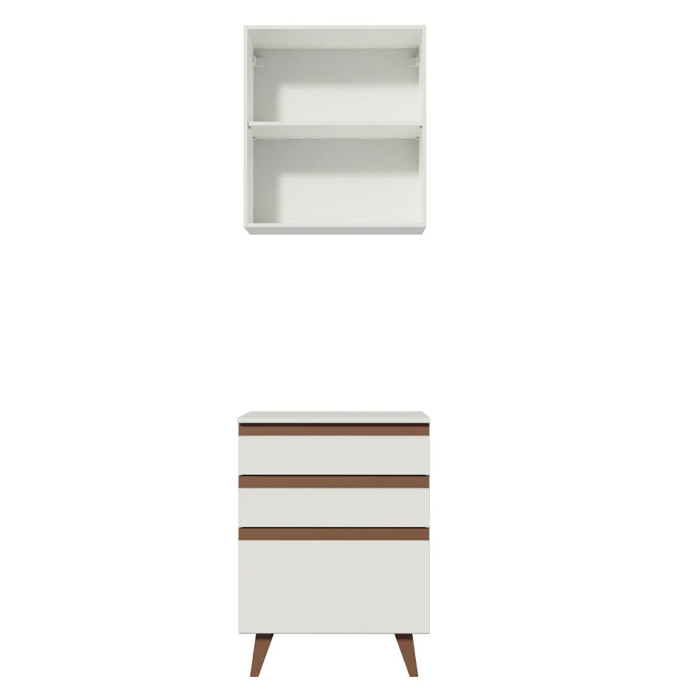 Kit Madesa Reims 60 cm com Armário Aéreo e Balcão com 3 Gavetas Branco - Image 11