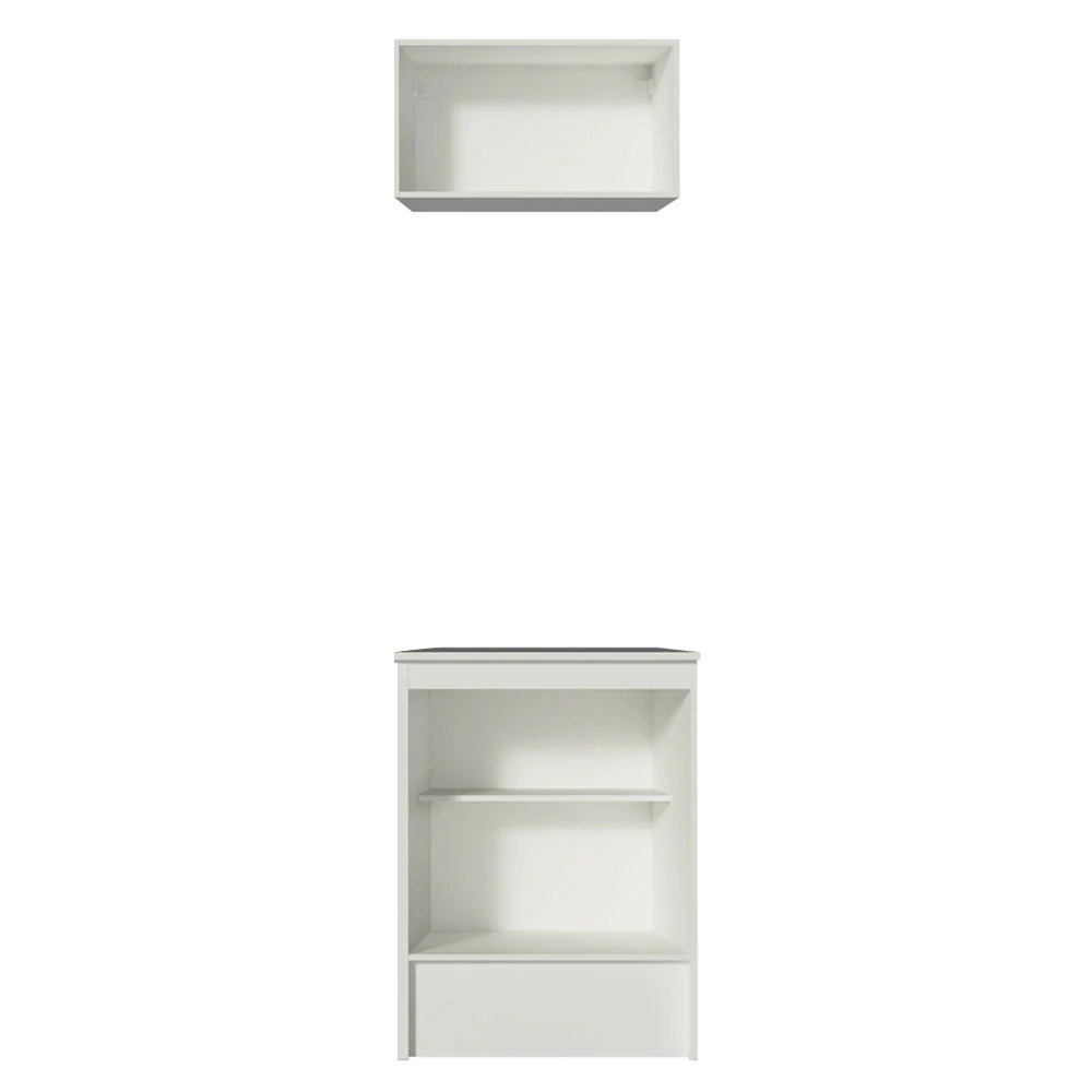 Kit Madesa Topazio 60 cm 2 Portas com Armário Aéreo e Balcão Branco/Preto - Image 9