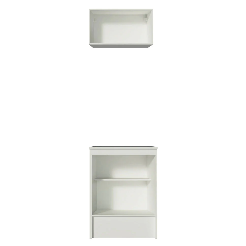 Kit Madesa Topazio 60 cm 2 Portas com Armário Aéreo e Balcão Branco/Rustic - Image 9