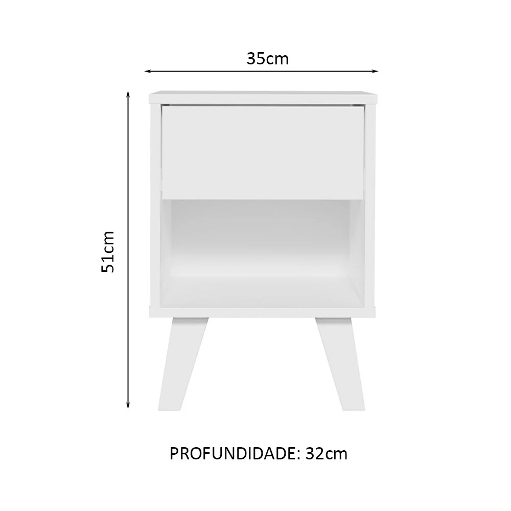 Mesa de Cabeceira Branca com 1 Gaveta 3235 Madesa - Image 3