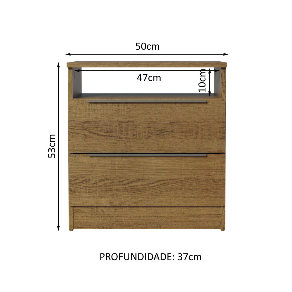 Mesa de Cabeceira Madesa 3227 com 2 Gavetas Rustic - Image 3