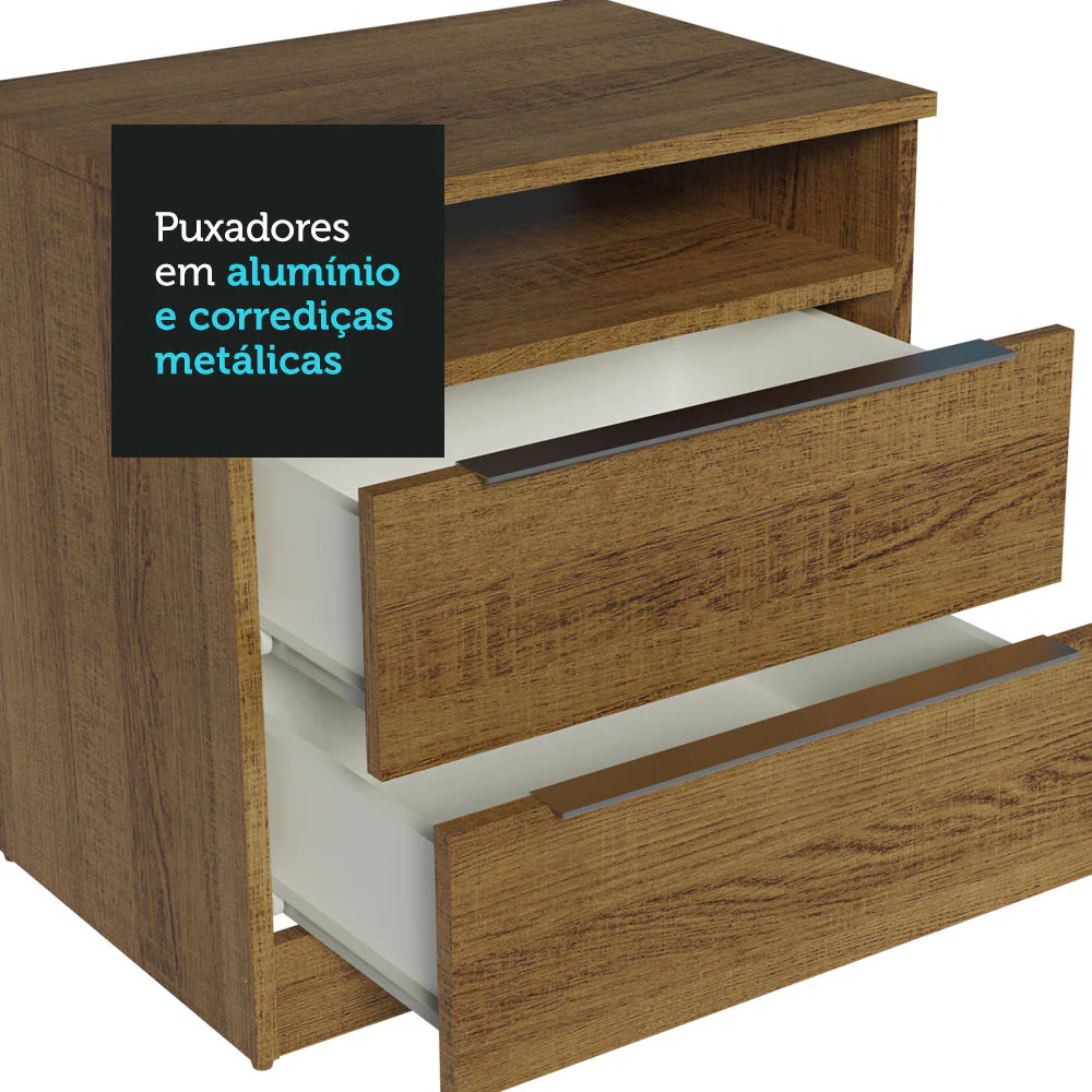 Mesa de Cabeceira Madesa 3227 com 2 Gavetas Rustic - Image 4