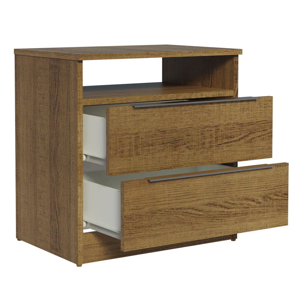 Mesa de Cabeceira Madesa 3227 com 2 Gavetas Rustic - Image 5