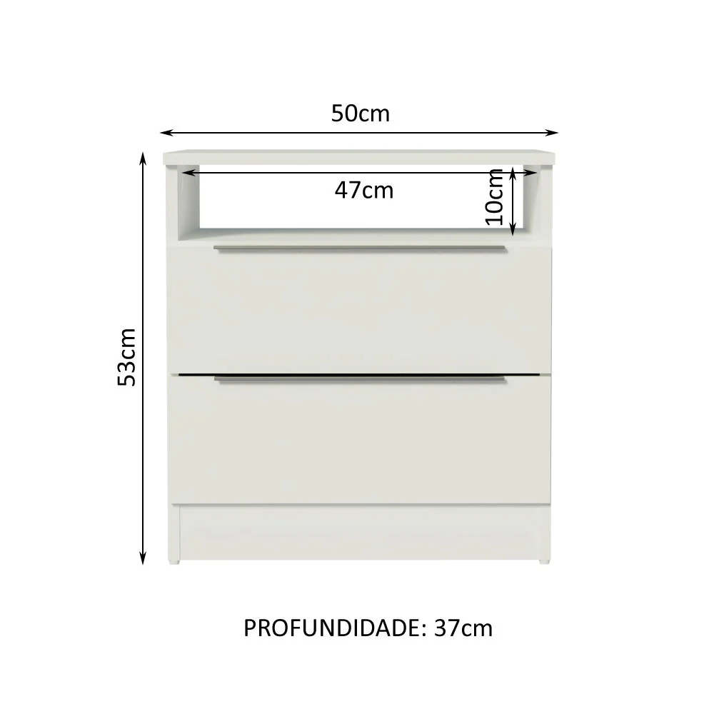 Mesa de Cabeceira Madesa 3227 com 2 Gavetas Branco - Image 3